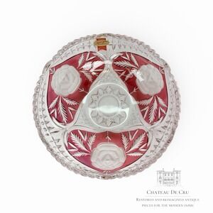 German lead crystal bowl Ruby Red Flashed from Anna Hütte Vintage